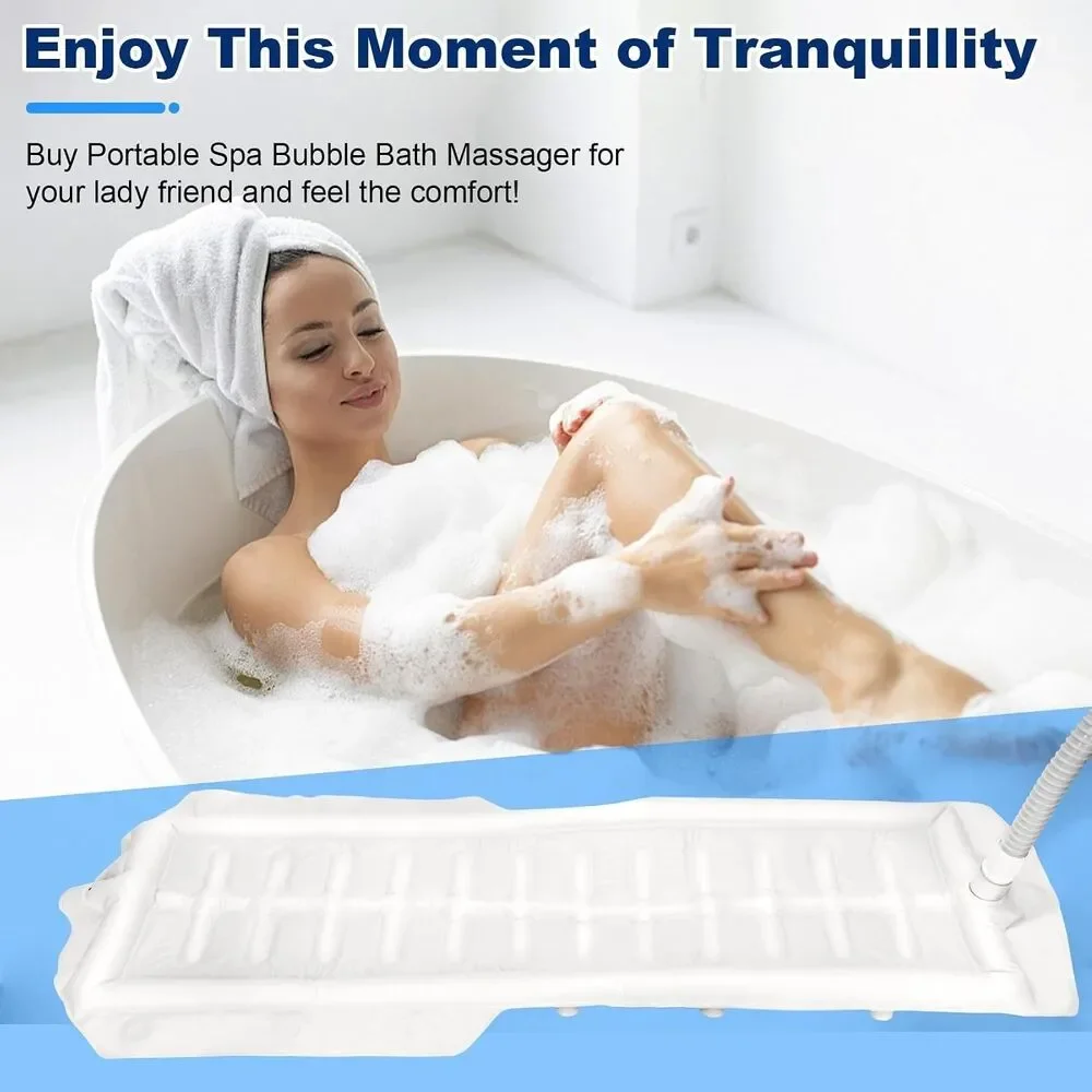 Bubble Bath Mat,Bubble Bath Massager for Smooth Bathtub – 3-Speed Adjustable Tub